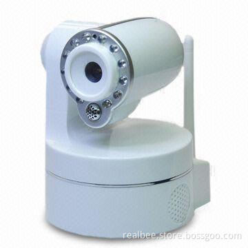 IP Camera with Wi-Fi Function and Pan/Tilt and MSN Server, Sized 98 x 110 x 130mm, 5W Power